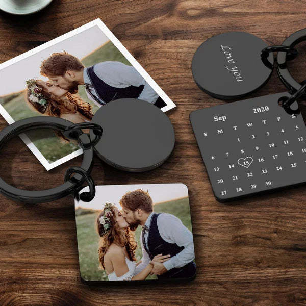 Customized Optional Photo Engraved Calendar Keychain Tag Keychain Perfect Gift For Special Day Best Gifts For Lovers - soufeelmy