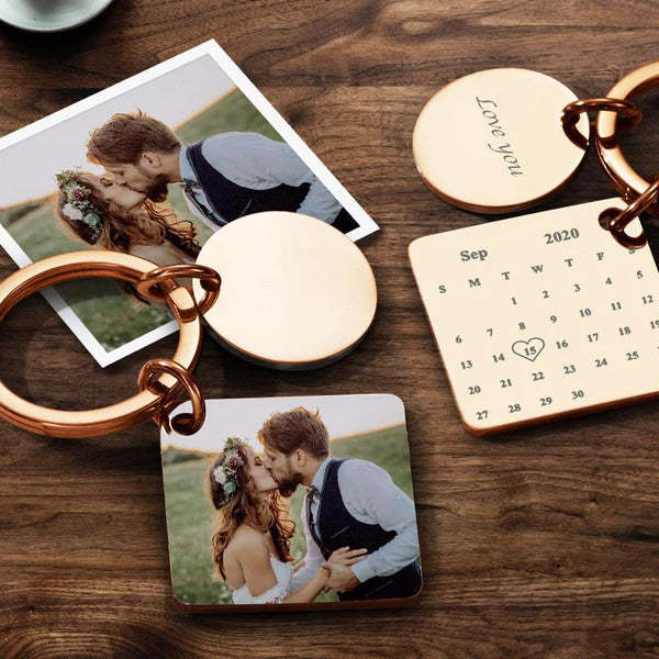 Customized Optional Photo Engraved Calendar Keychain Tag Keychain Perfect Gift For Special Day Best Gifts For Lovers - soufeelmy