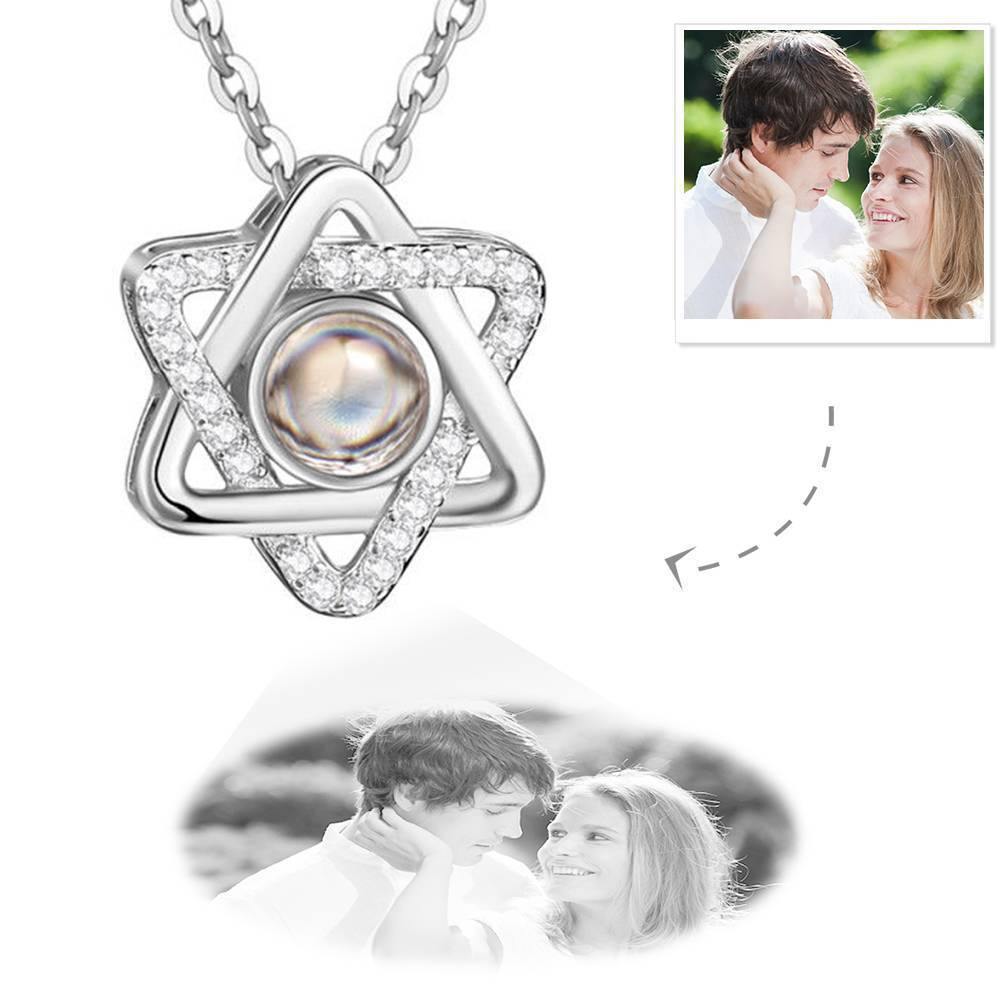 Personalised Projection Photo Necklace Six Star Necklace - Silver - soufeelus