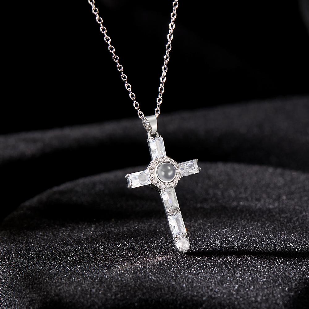 Custom Photo Projection Necklace Cross Commemorative Gifts - soufeelmy