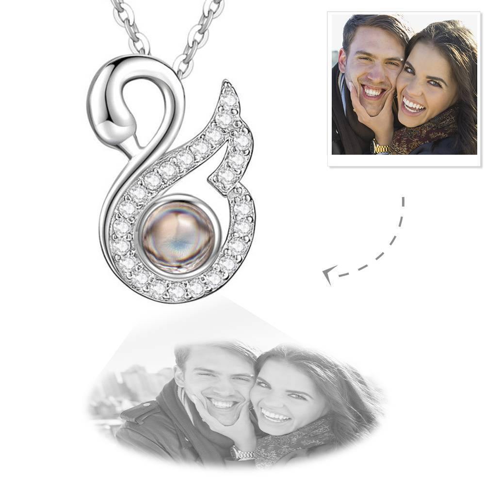 Personalised Projection Photo Necklace Swan Crystal Necklace - Silver - soufeelus