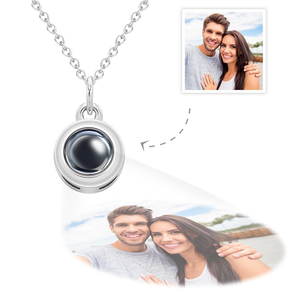 Circle Pendant Personalized Photo Projection Necklace Custom Cute Jewelry Anniversary Gifts - soufeelmy