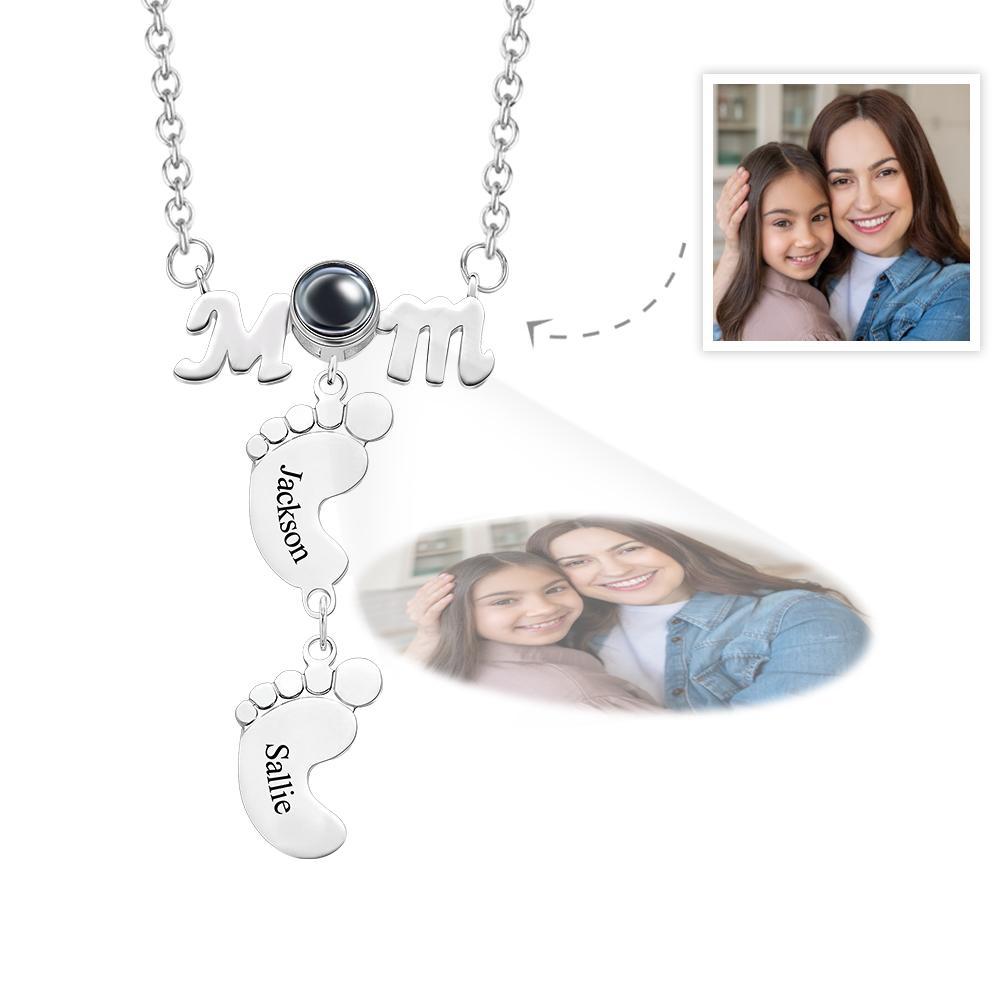Custom Projection Engraved Necklace Funny Feet Mother's Day Gifts - soufeelmy