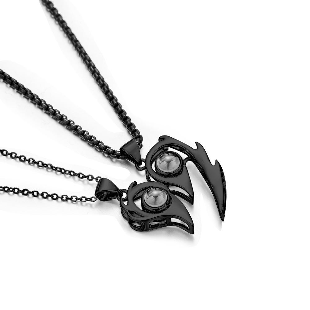 2 Pcs Personalized Picture Inside Projection Necklace Custom Memorial Photo Projected Pendant Jewelry Gift for Couple Men Women for Her - soufeelmy