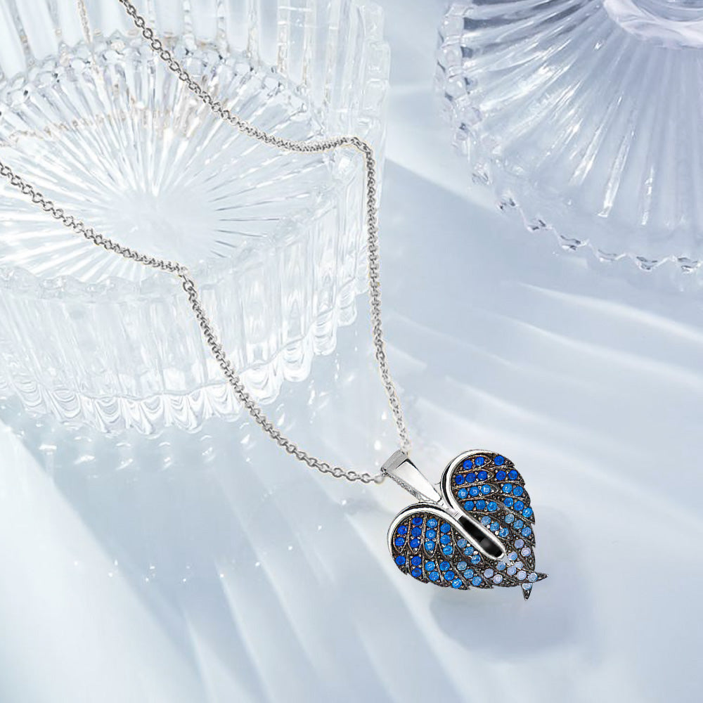 Custom Projection Necklace Wing Heart-shaped Wings Pendant Necklace Gift for Her - soufeelmy