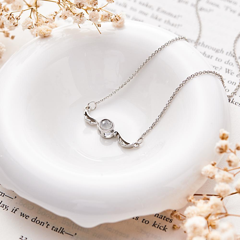 Angel Wing Projection Necklace Personalized Picture Inside Pendant Keepsake Jewelry Trendy Best Friend Gift - soufeelmy