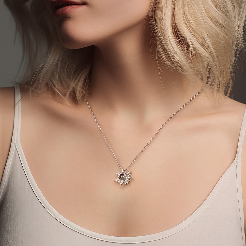 Sun Photo Projection Necklace Personalized Picture Inside Pendant Minimalist Pet Memorial Jewelry Trendy Best Friend Gift - soufeelmy