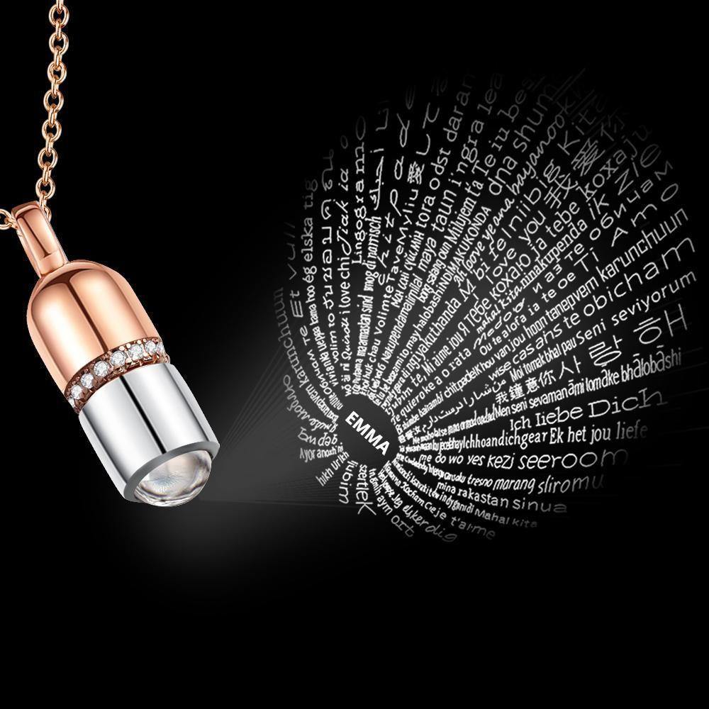 I Love You Necklace in 100 Languages Projection Engraved Necklace Rose Gold - soufeelus