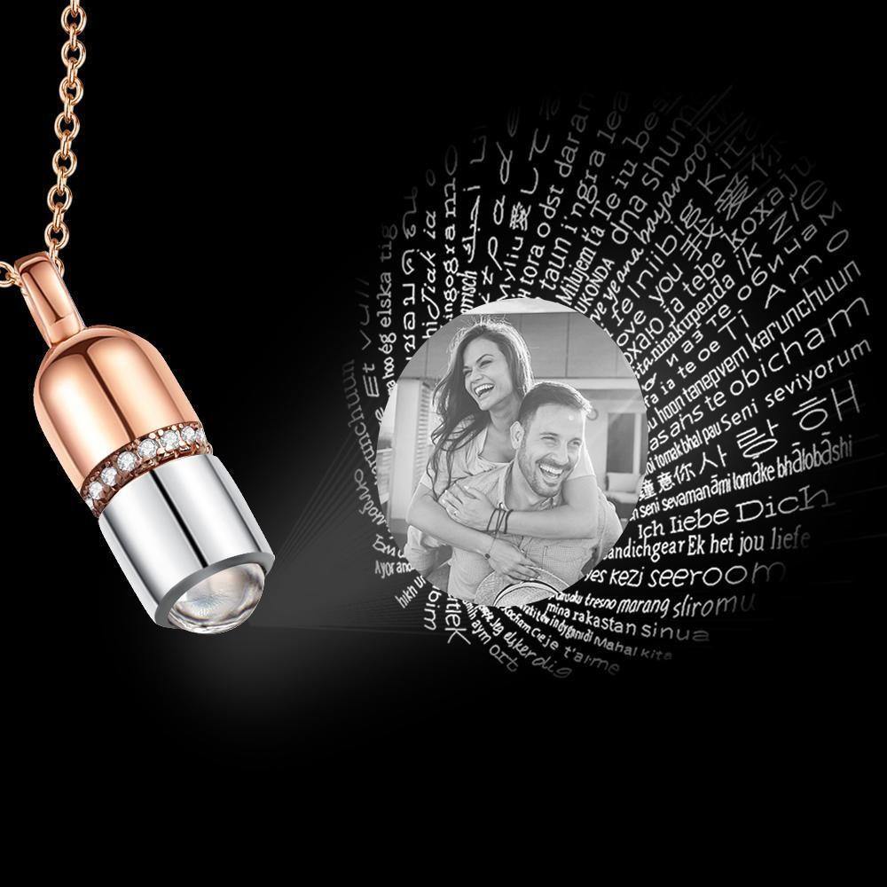 I Love You Necklace in 100 Languages Projection Photo Necklace Unique Gifts - 