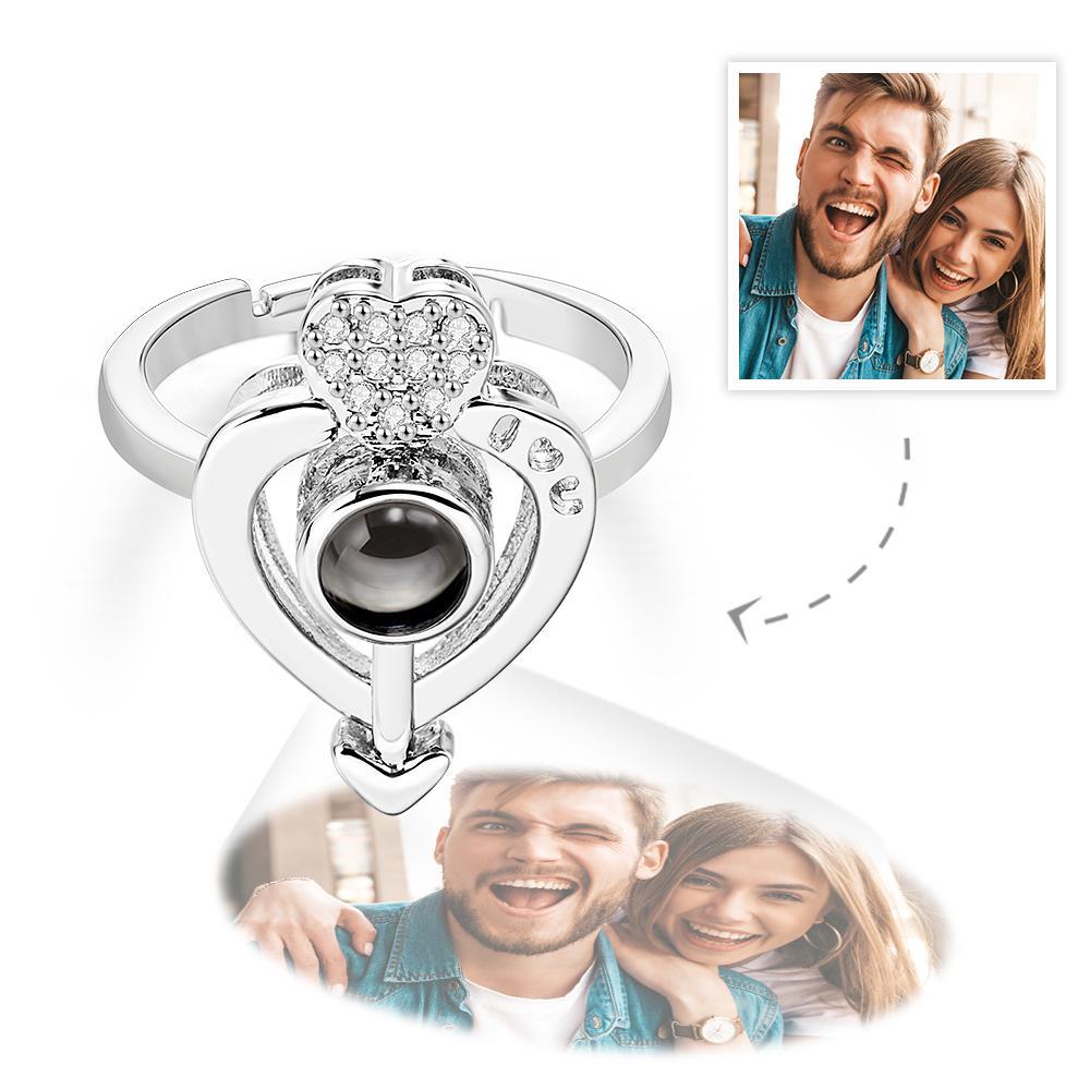 Custom Photo Projection Ring Personalized Heart-shaped Photo Ring Anniversary Gift for Her - soufeelmy