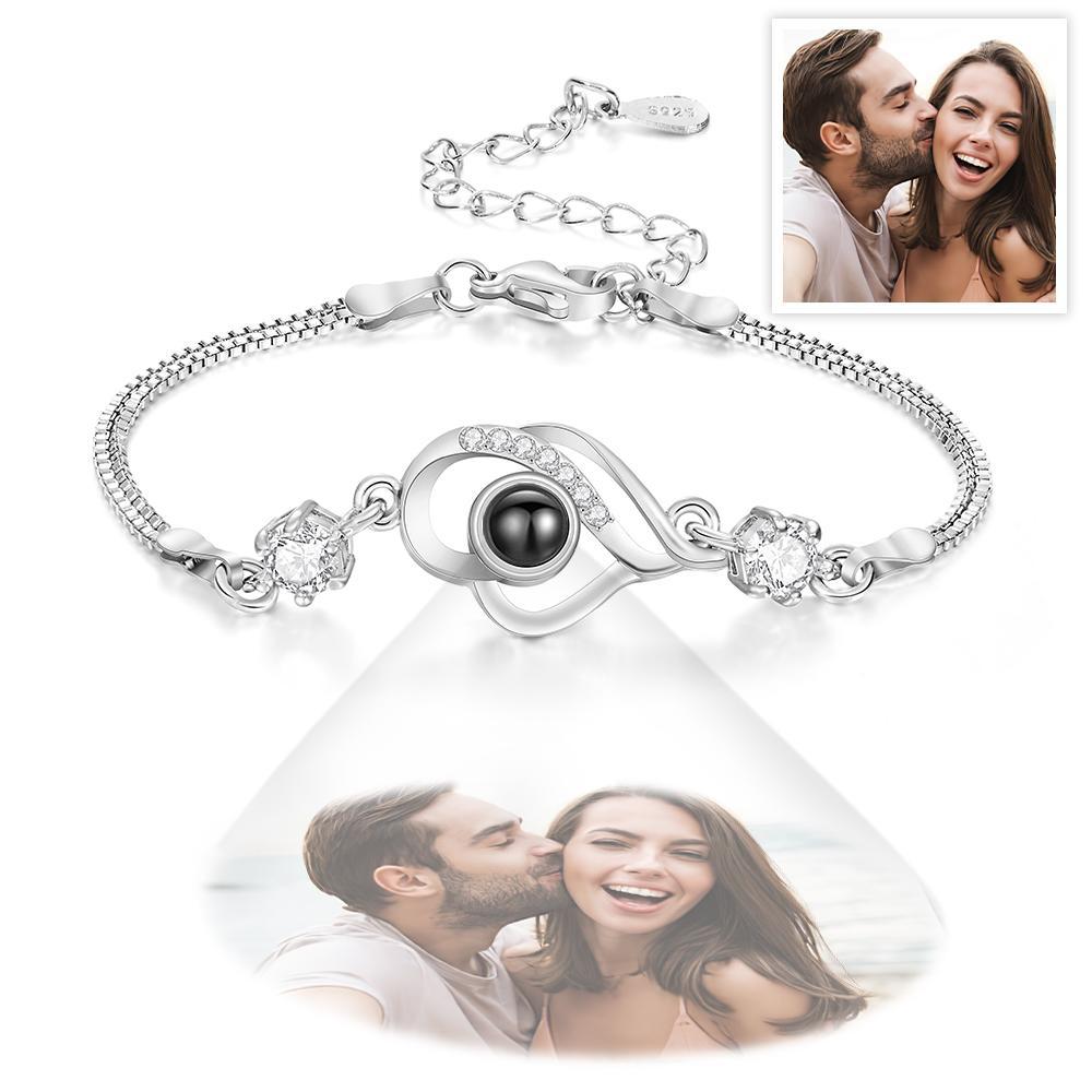 Custom Photo Bracelet Overlapped Hearts Projection Bracelet Gift for Love - soufeelmy