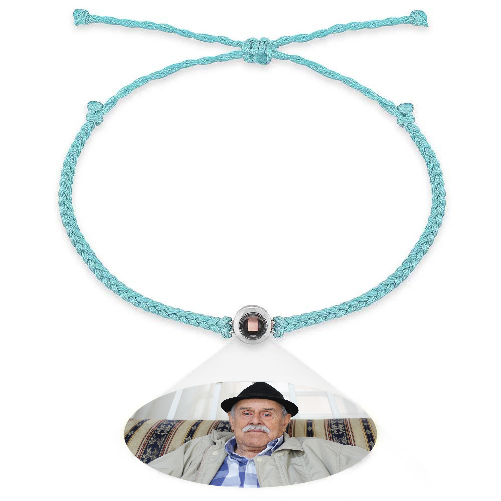 Personalized Photo Projection Couple Bracelet Braided Black Rope Bracelet Gift for Parents and Grandparents - soufeelmy