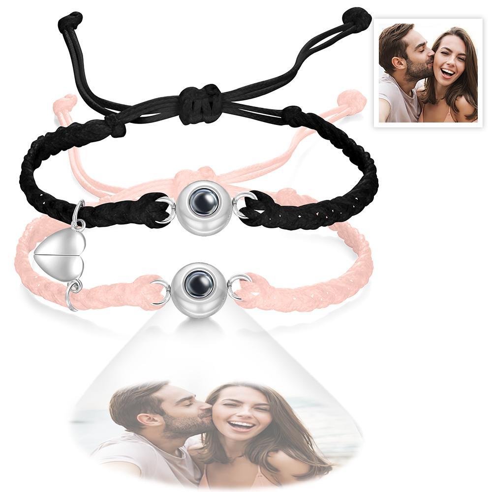 Custom Photo Projection Bracelet Woven Magnetic Bracelet Anniversary Gift - soufeelmy