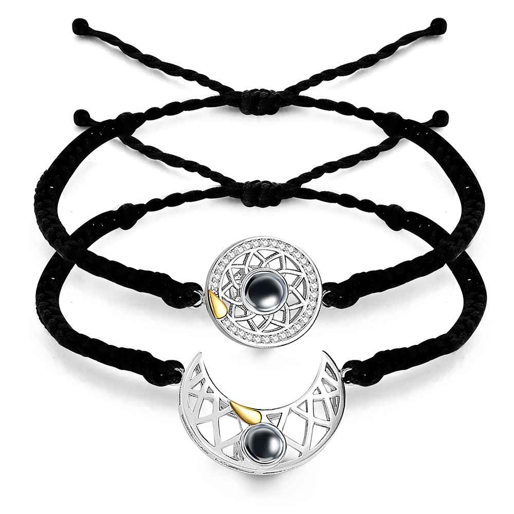 Personalized Photo Projection Bracelet Sun And Moon Braided Rope Bracelet For Couples - soufeelmy