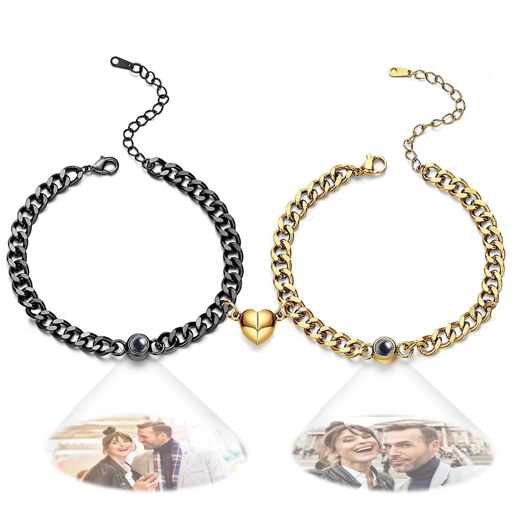 Custom Simple Fashion Chain with Magnet Picture Projection Bracelet - soufeelmy