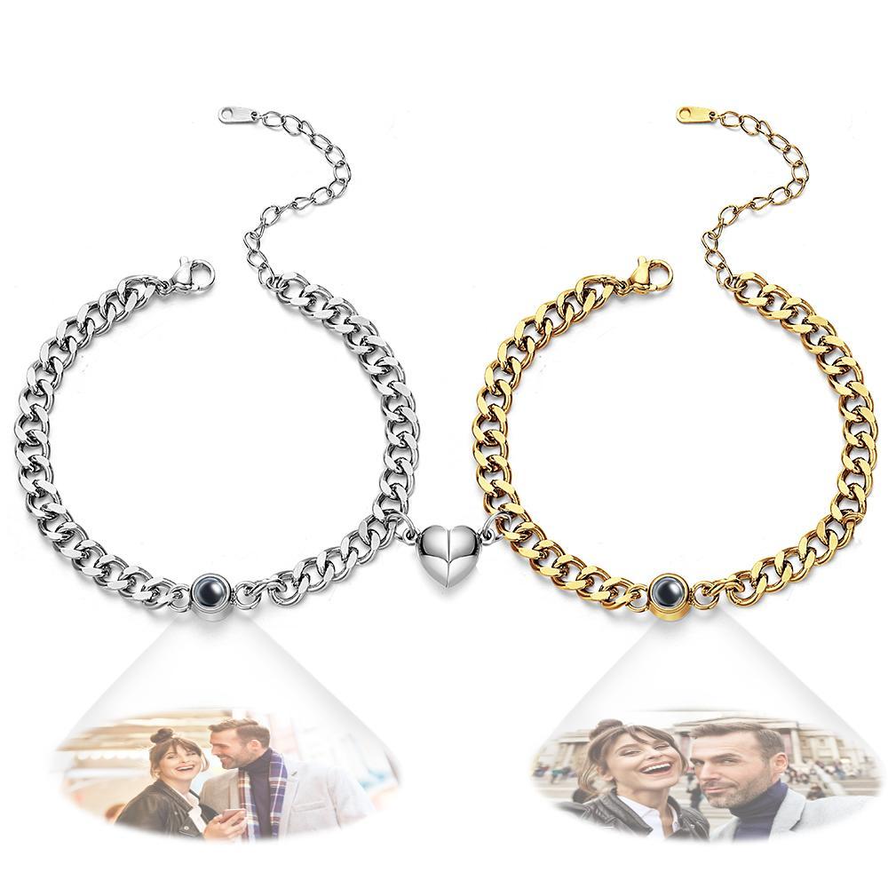 Custom Simple Fashion Chain with Magnet Picture Projection Bracelet - soufeelmy