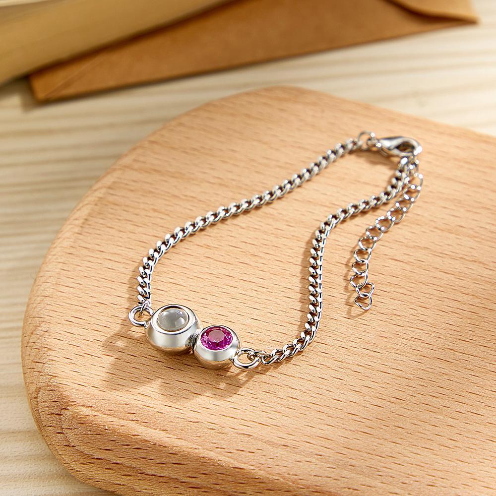 Projection Bracelet Personalized Birthstone Pendant Bracelet Photo Projection Bracelet Summer Jewelry Gift for Her - soufeelmy