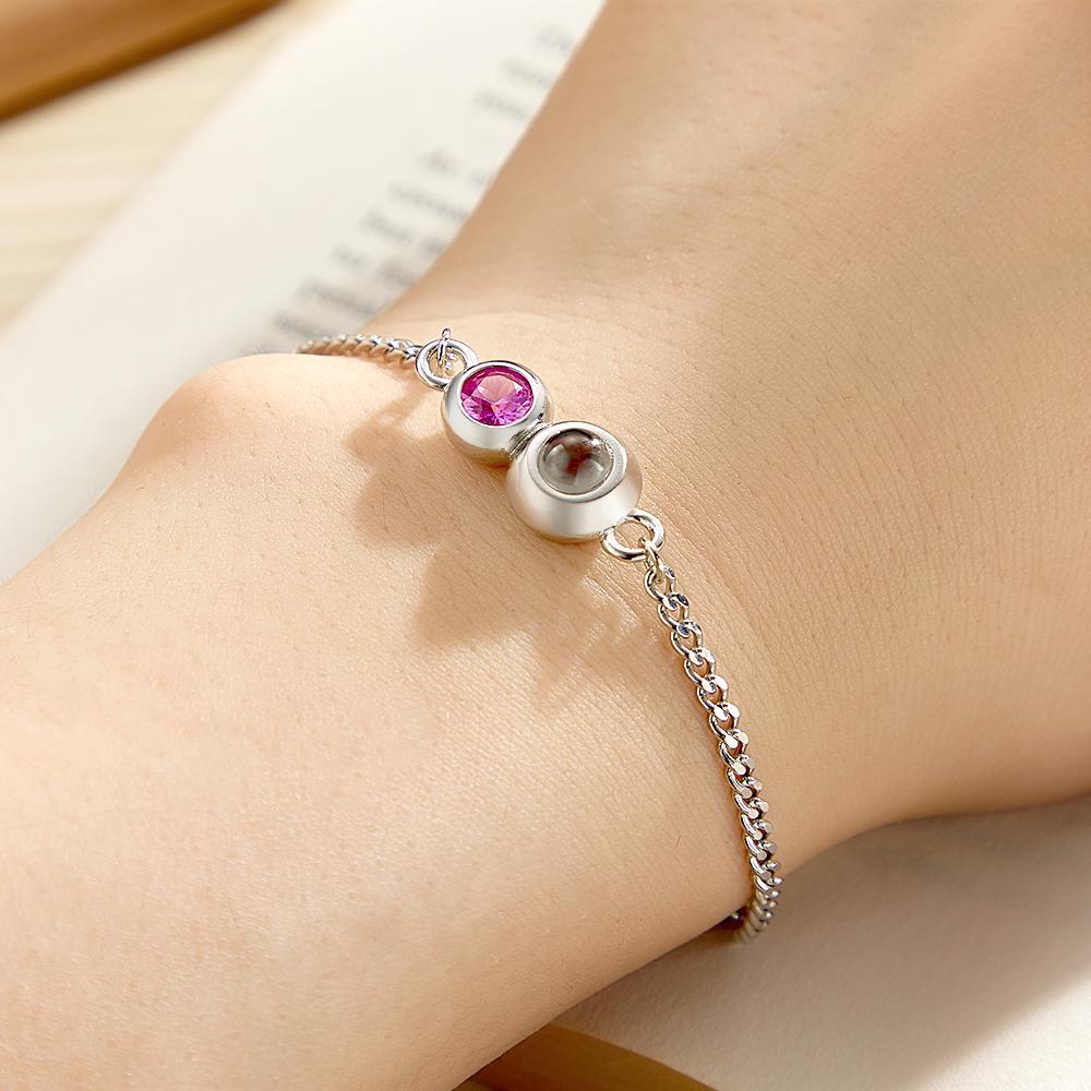 Projection Bracelet Personalized Birthstone Pendant Bracelet Photo Projection Bracelet Summer Jewelry Gift for Her - soufeelmy
