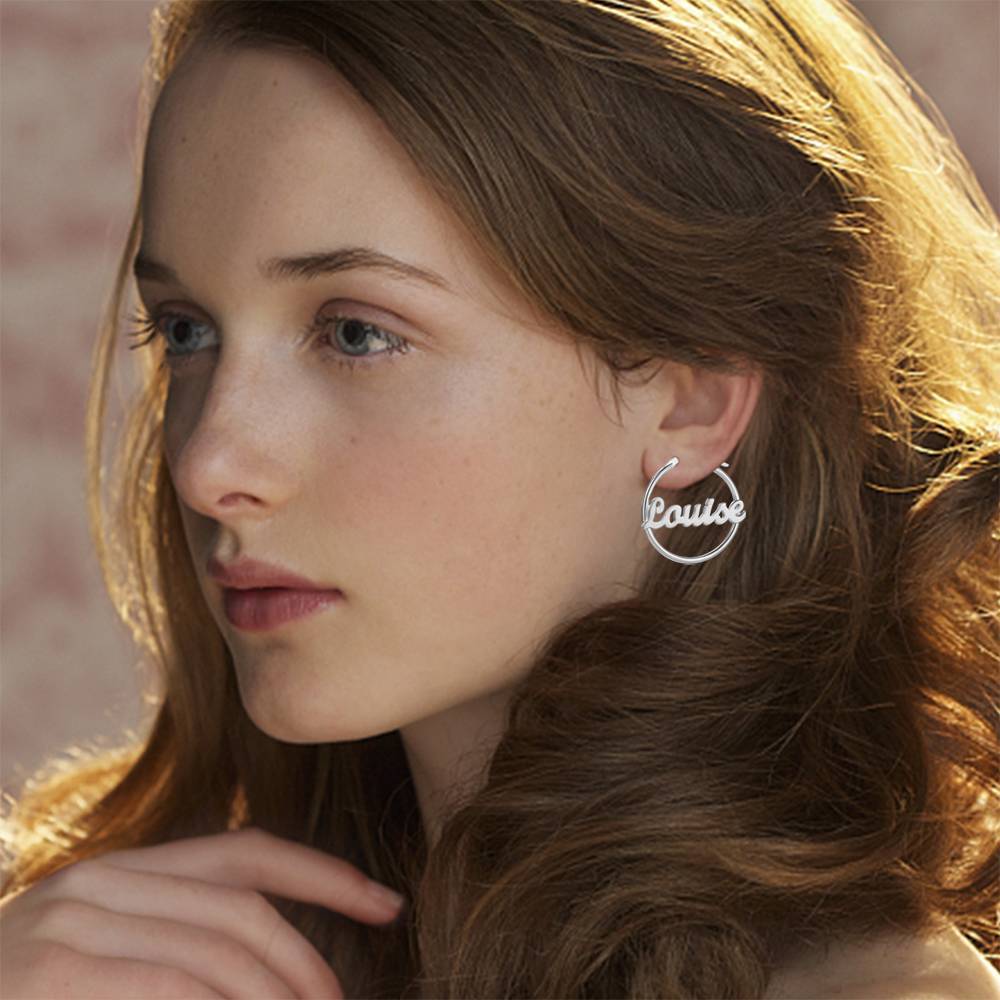 Personalized Name Earrings Unique Gift Silver - 