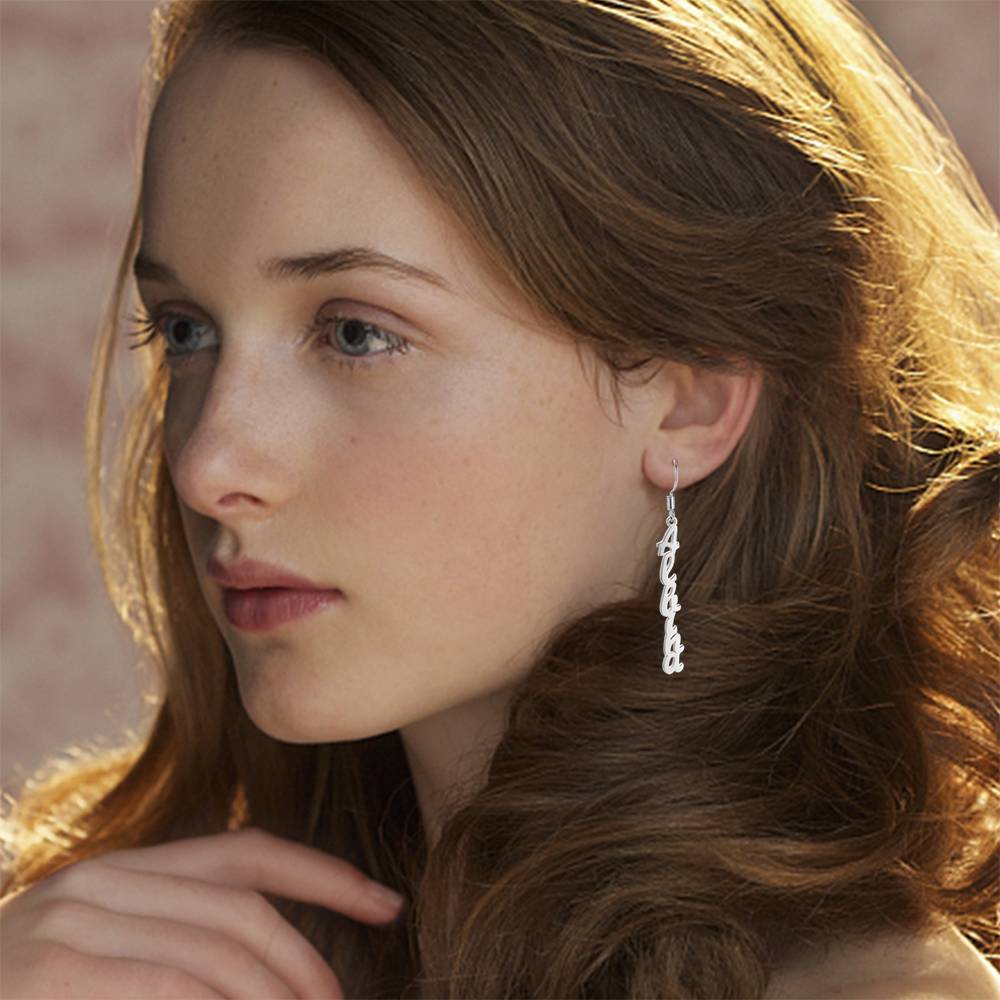 Name Earrings, Drop Earrings Silver - 
