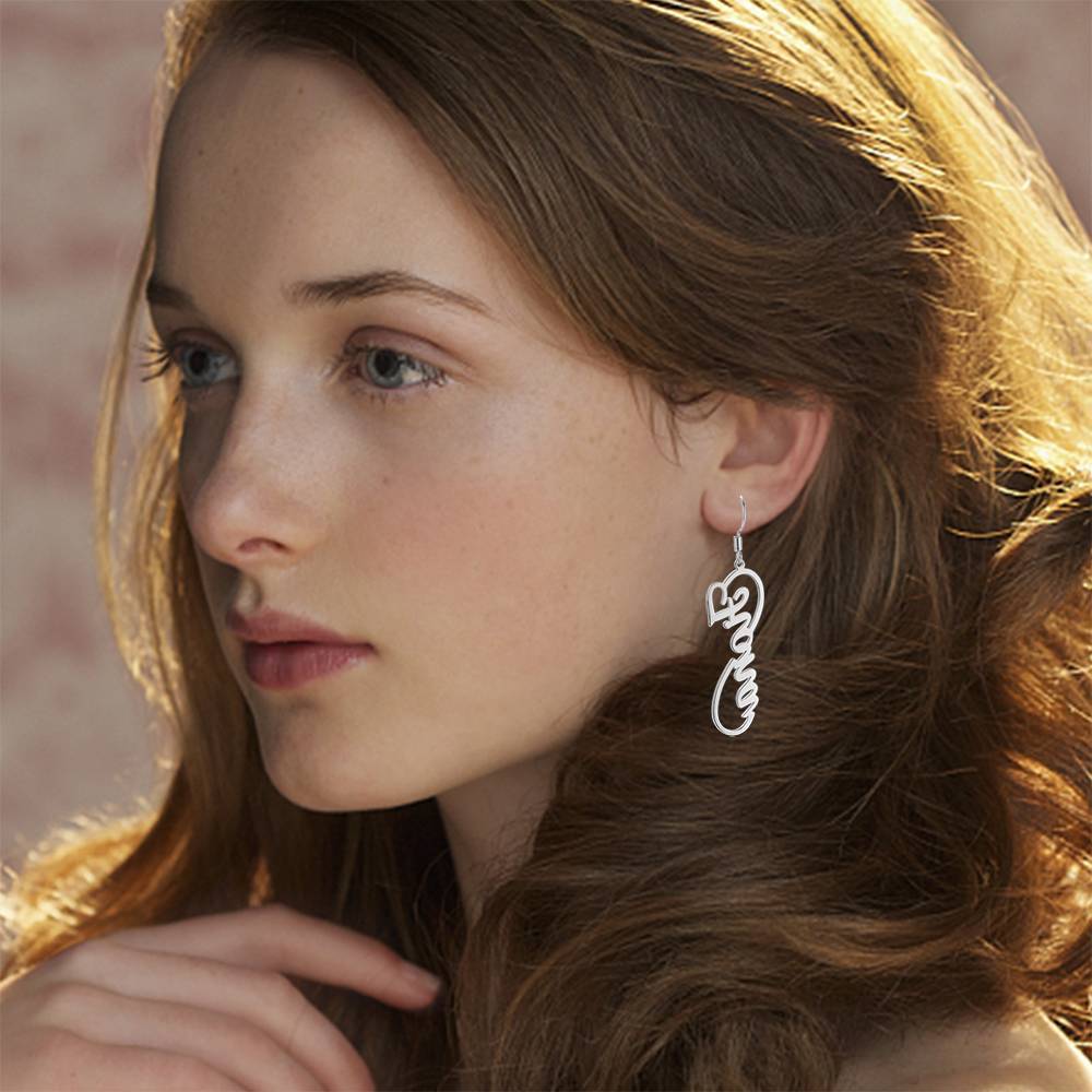 Name Earrings, Drop Earrings Silver - Gift - 