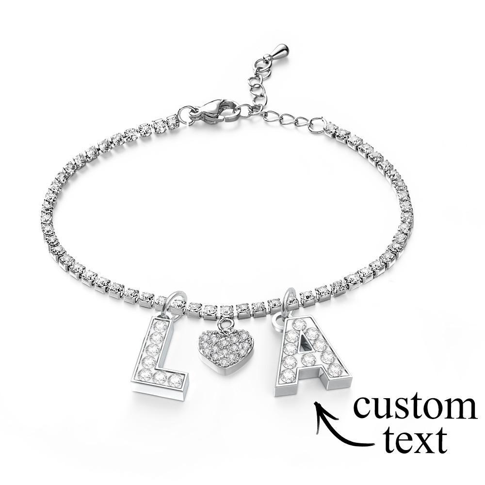 Personalized Sparkle Initial Anklet Custom Name Anklet Adjustable Ankle Chain Gift for Her - soufeelmy