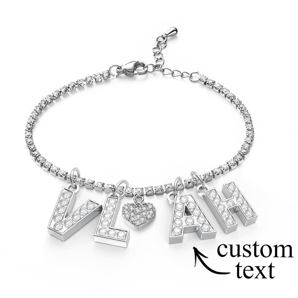 Personalized Sparkle Initial Anklet Custom Name Anklet Adjustable Ankle Chain Gift for Her - soufeelmy