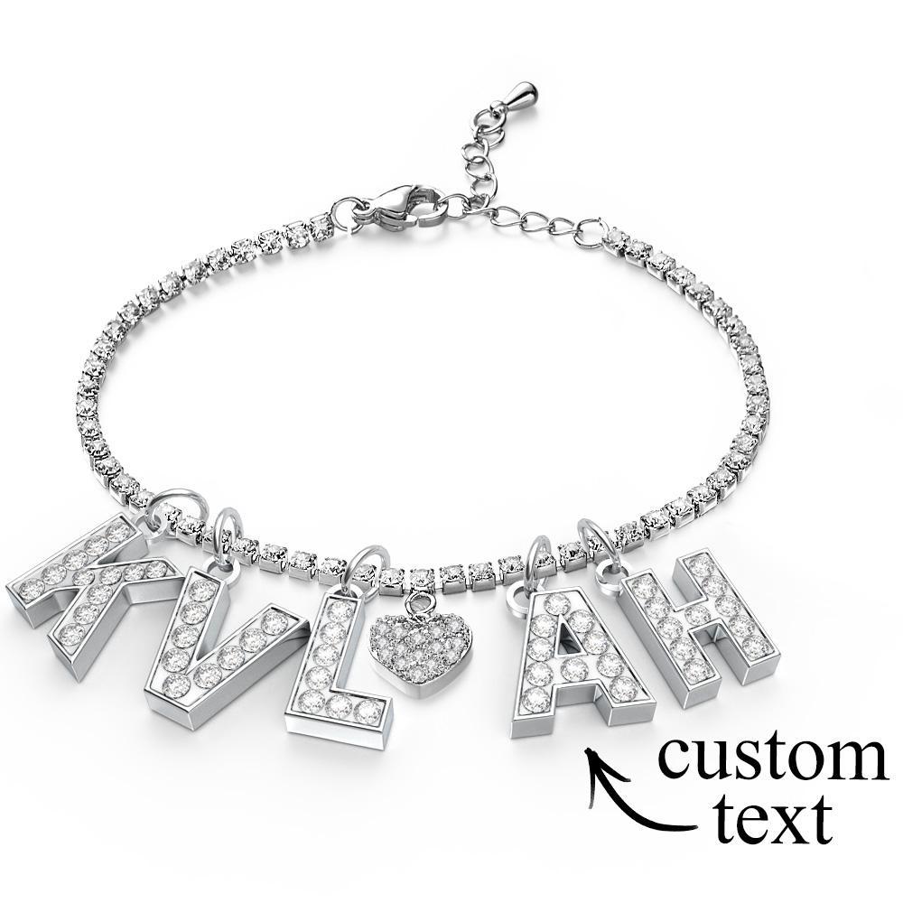 Personalized Sparkle Initial Anklet Custom Name Anklet Adjustable Ankle Chain Gift for Her - soufeelmy