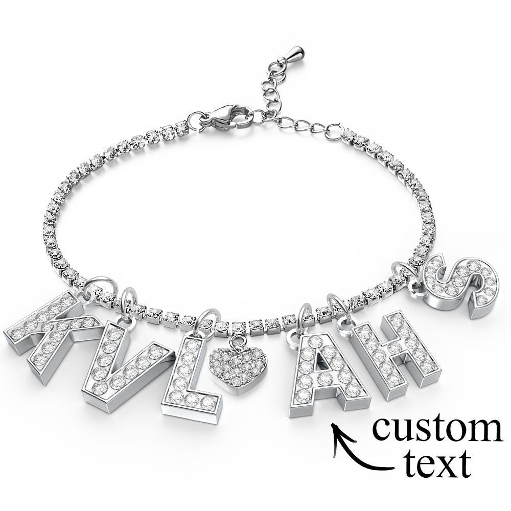 Personalized Sparkle Initial Anklet Custom Name Anklet Adjustable Ankle Chain Gift for Her - soufeelmy