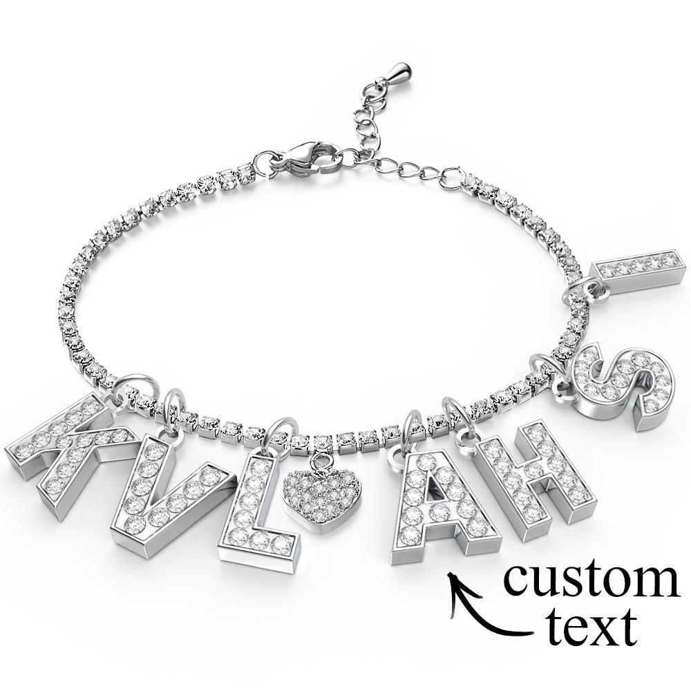 Personalized Sparkle Initial Anklet Custom Name Anklet Adjustable Ankle Chain Gift for Her - soufeelmy