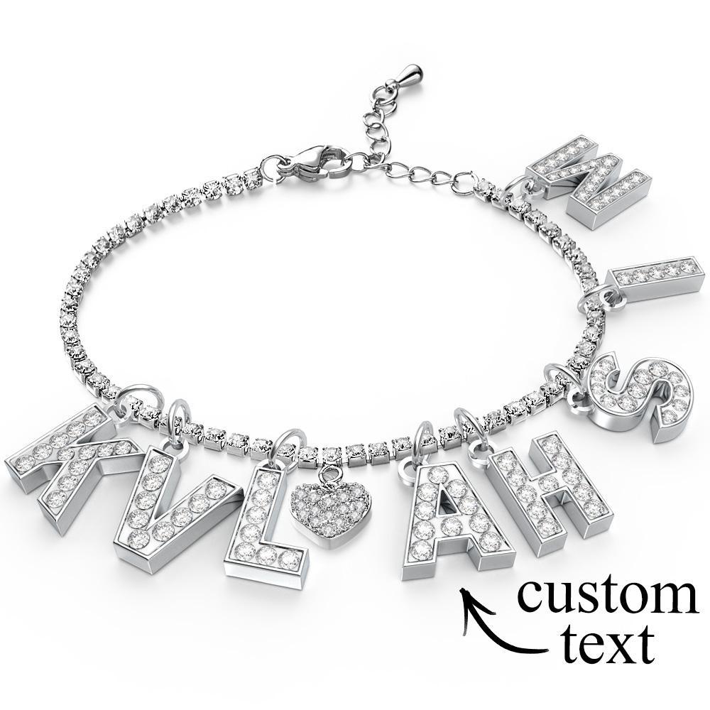 Personalized Sparkle Initial Anklet Custom Name Anklet Adjustable Ankle Chain Gift for Her - soufeelmy