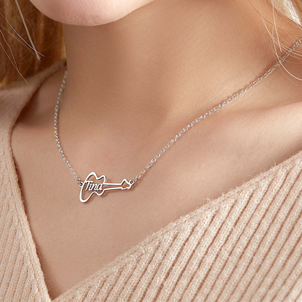 Custom Guitar Shaped Name Necklace Punk Choker for Music Lover - soufeelmy