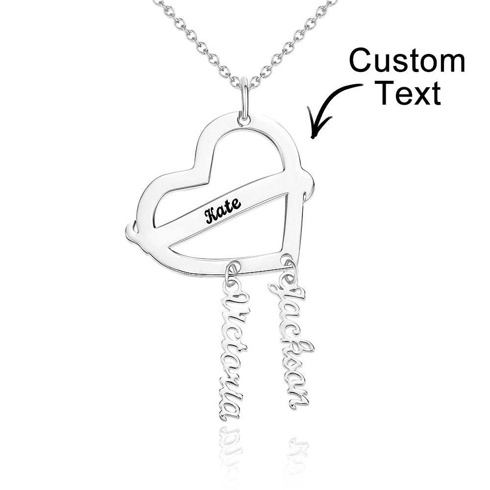 Personalized Engraved Dream Catcher Heart Necklace with Names Pendant Unique Gifts - soufeelmy