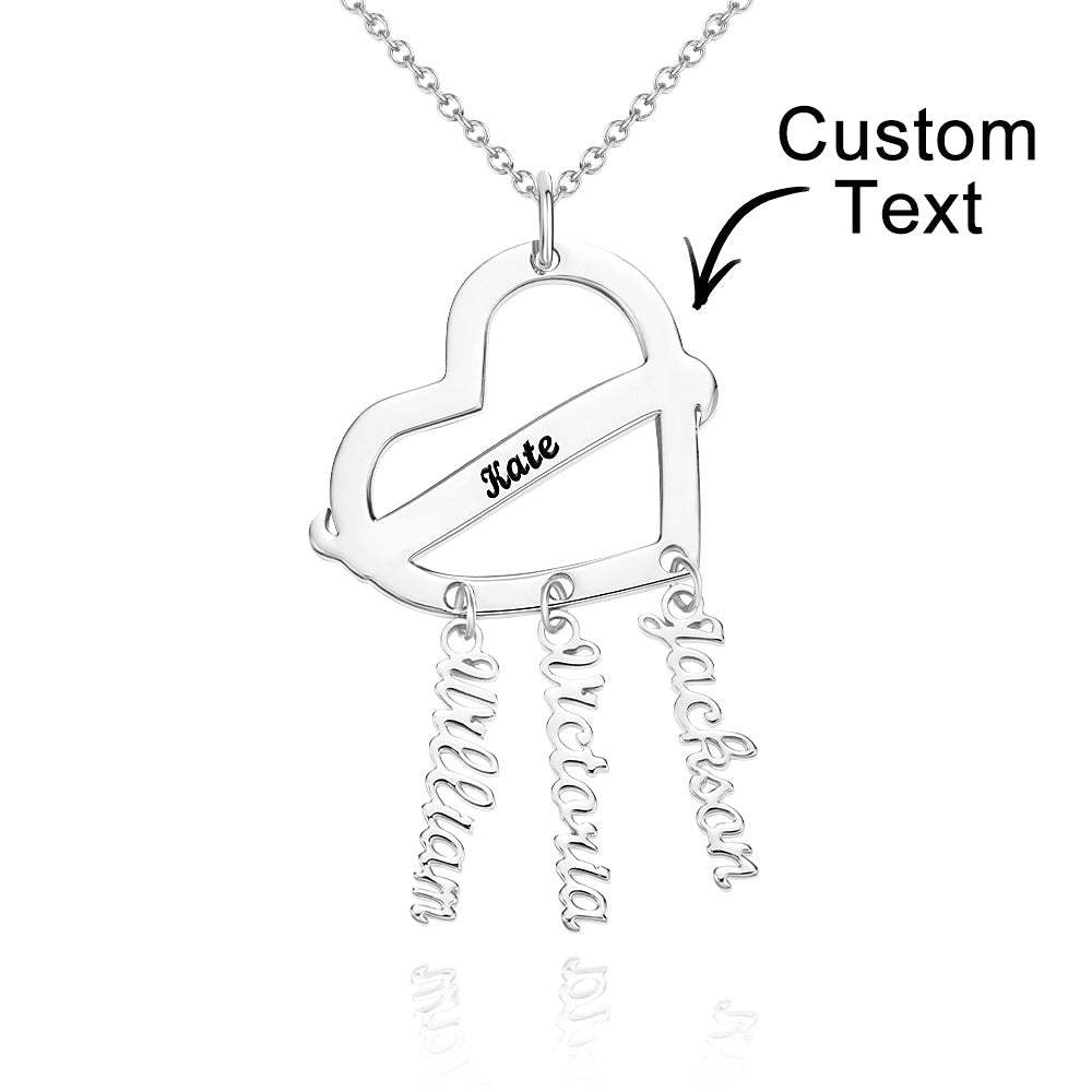 Personalized Engraved Dream Catcher Heart Necklace with Names Pendant Unique Gifts - soufeelmy