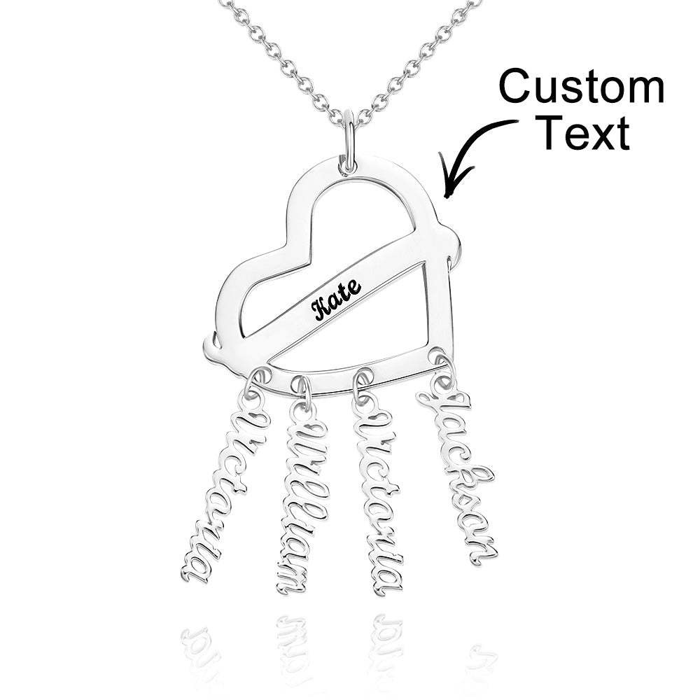 Personalized Engraved Dream Catcher Heart Necklace with Names Pendant Unique Gifts - soufeelmy
