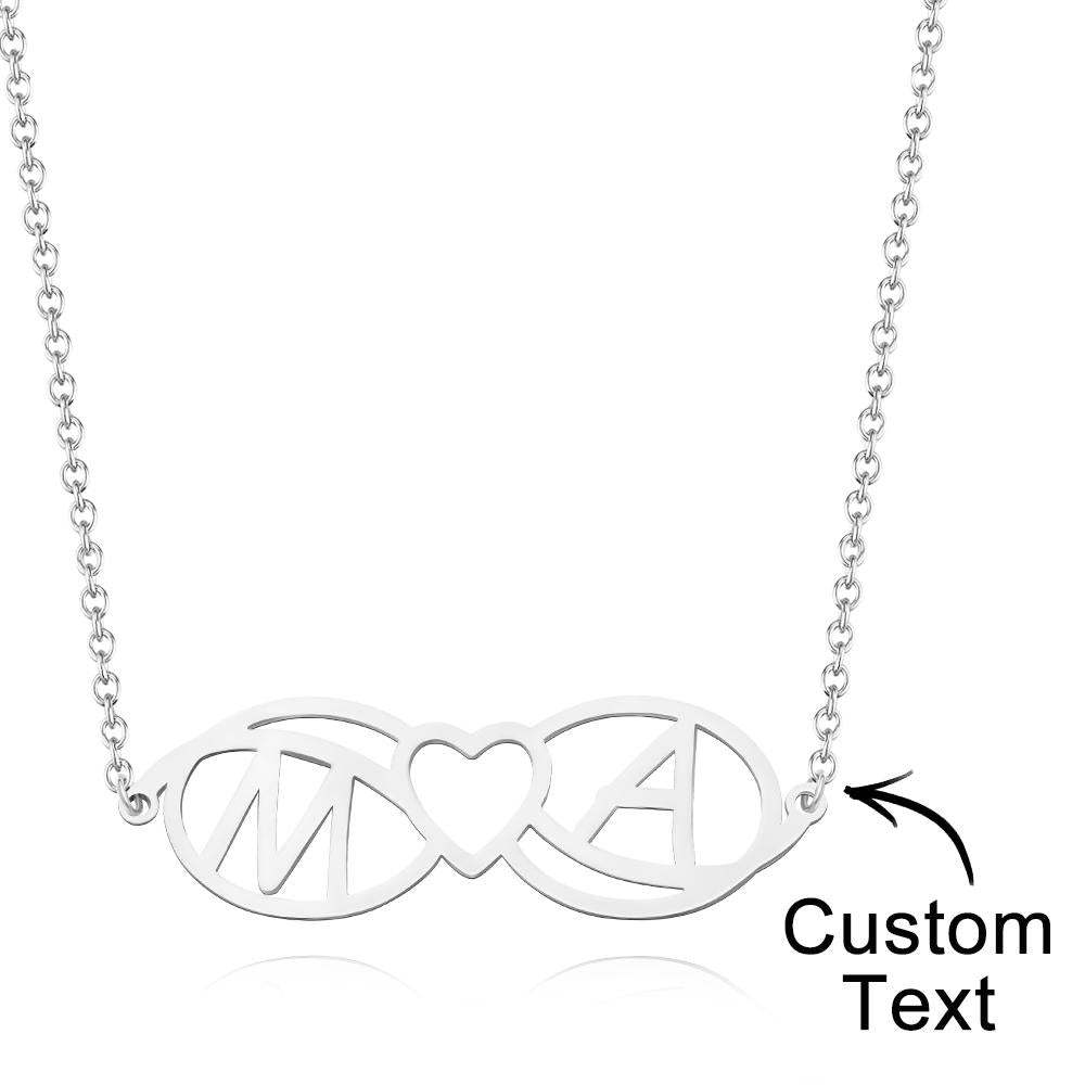 Love Name Necklace Personalized Love Heart Infinite Initials Necklace Gift for Her - soufeelmy