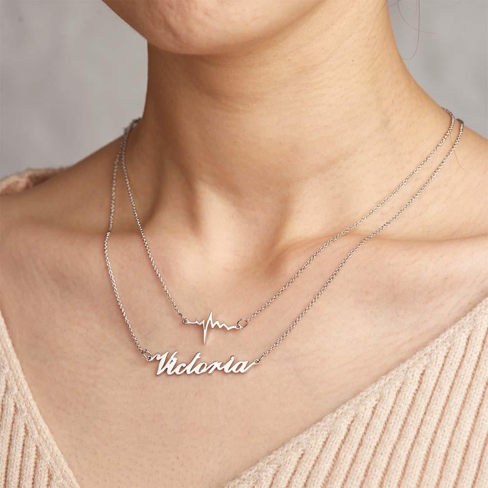 "Our Love" Two Interconnected Chains Lightning Necklace Personalized Name Necklace - soufeelmy