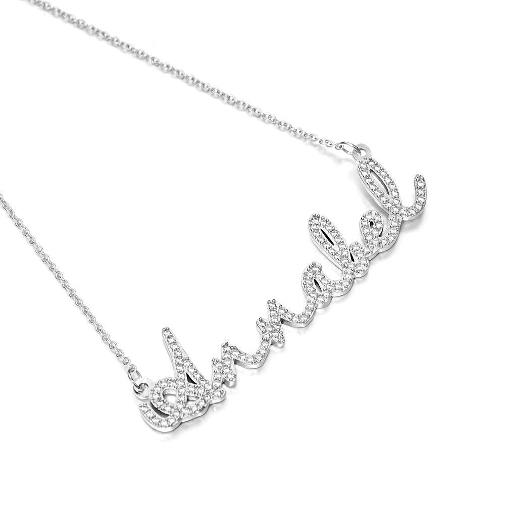 Personalized Dainty Name Necklace with Diamond Minimalist Necklace Iced Out Jewelry - soufeelmy