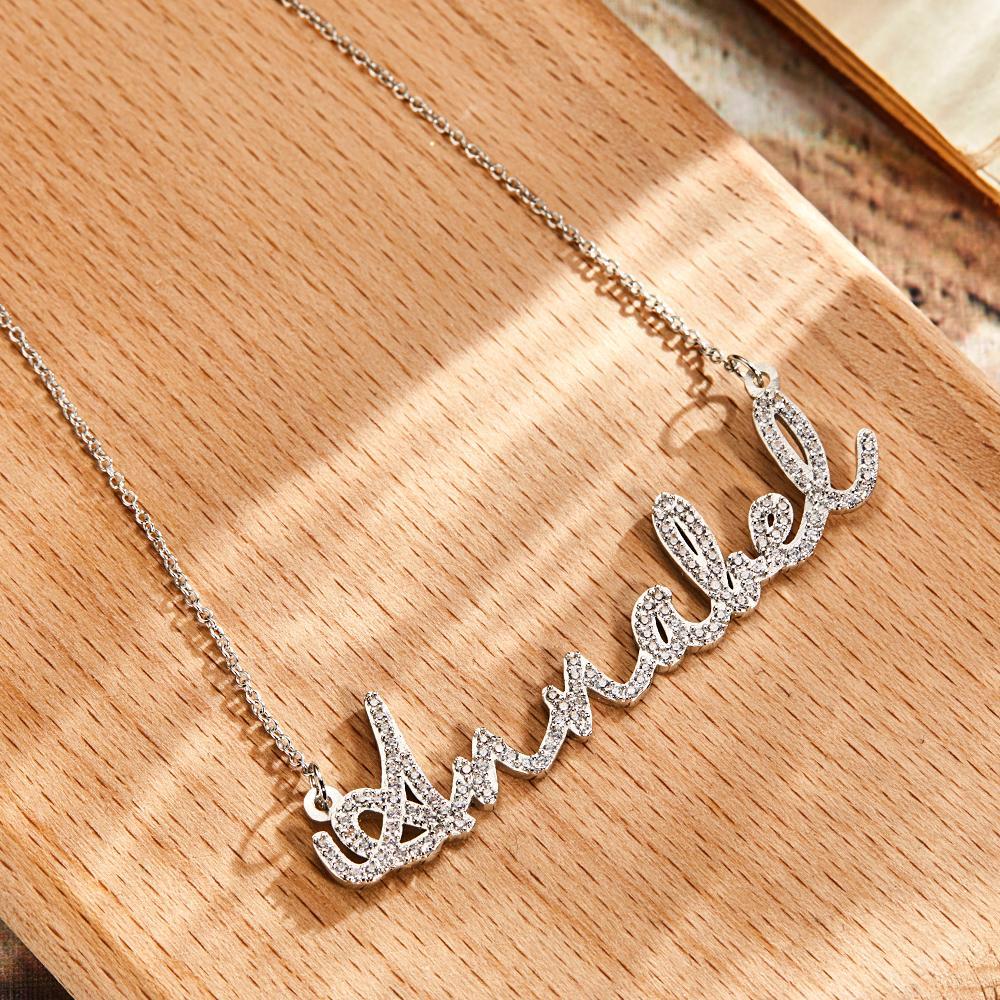 Personalized Dainty Name Necklace with Diamond Minimalist Necklace Iced Out Jewelry - soufeelmy