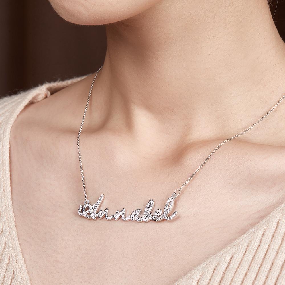 Personalized Dainty Name Necklace with Diamond Minimalist Necklace Iced Out Jewelry - soufeelmy