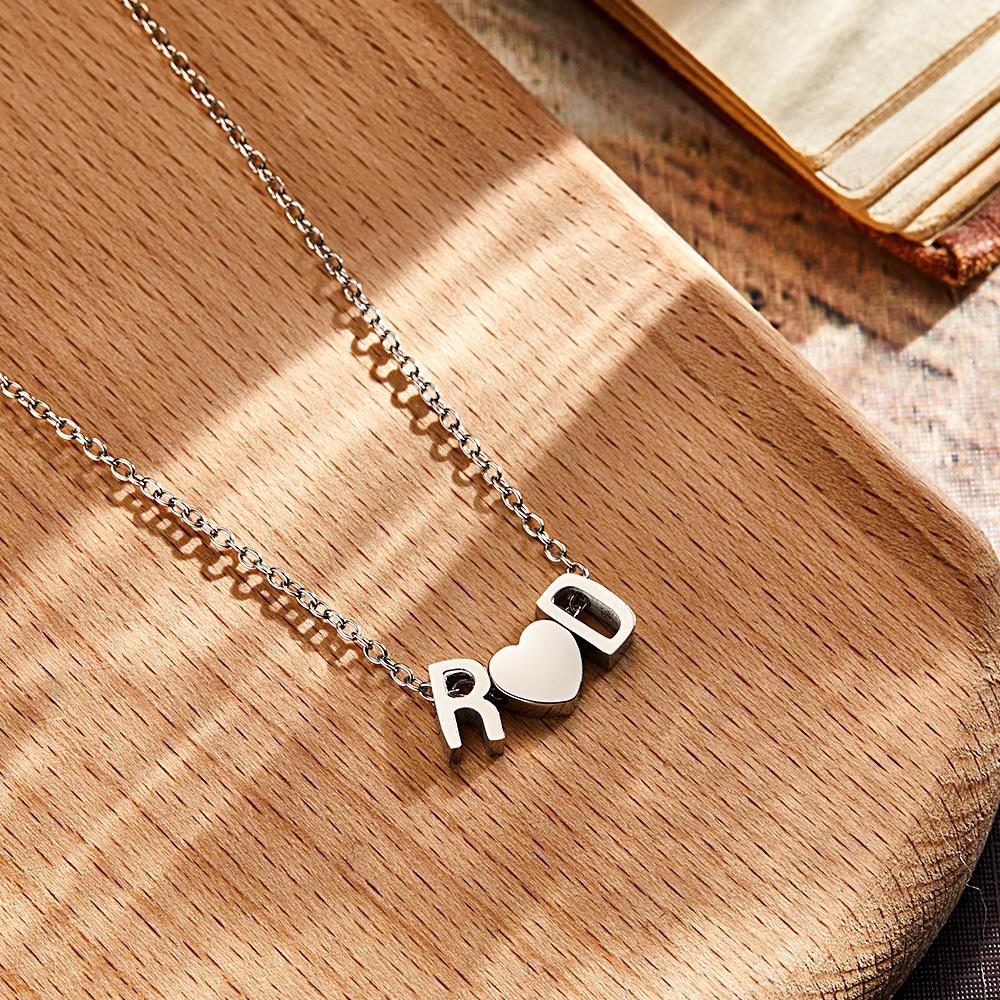 Custom Initial Necklace Personalized Couples Heart Necklace Minimalist Necklace Gold Letter Charm Birthday Gift For Her - soufeelmy