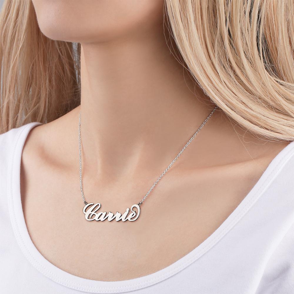 Personalized Large Name Necklace, Big Statement Necklace - Silver - 