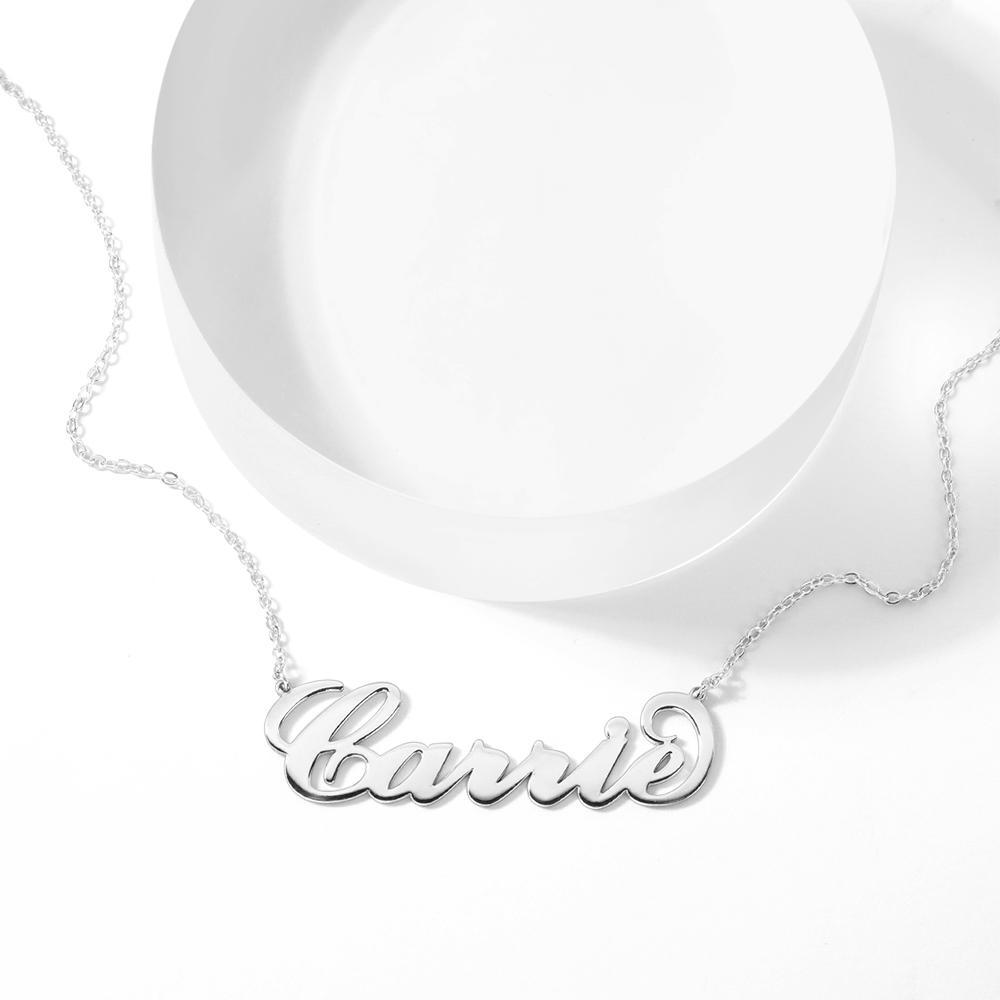 Personalized Large Name Necklace, Big Statement Necklace - Silver - 