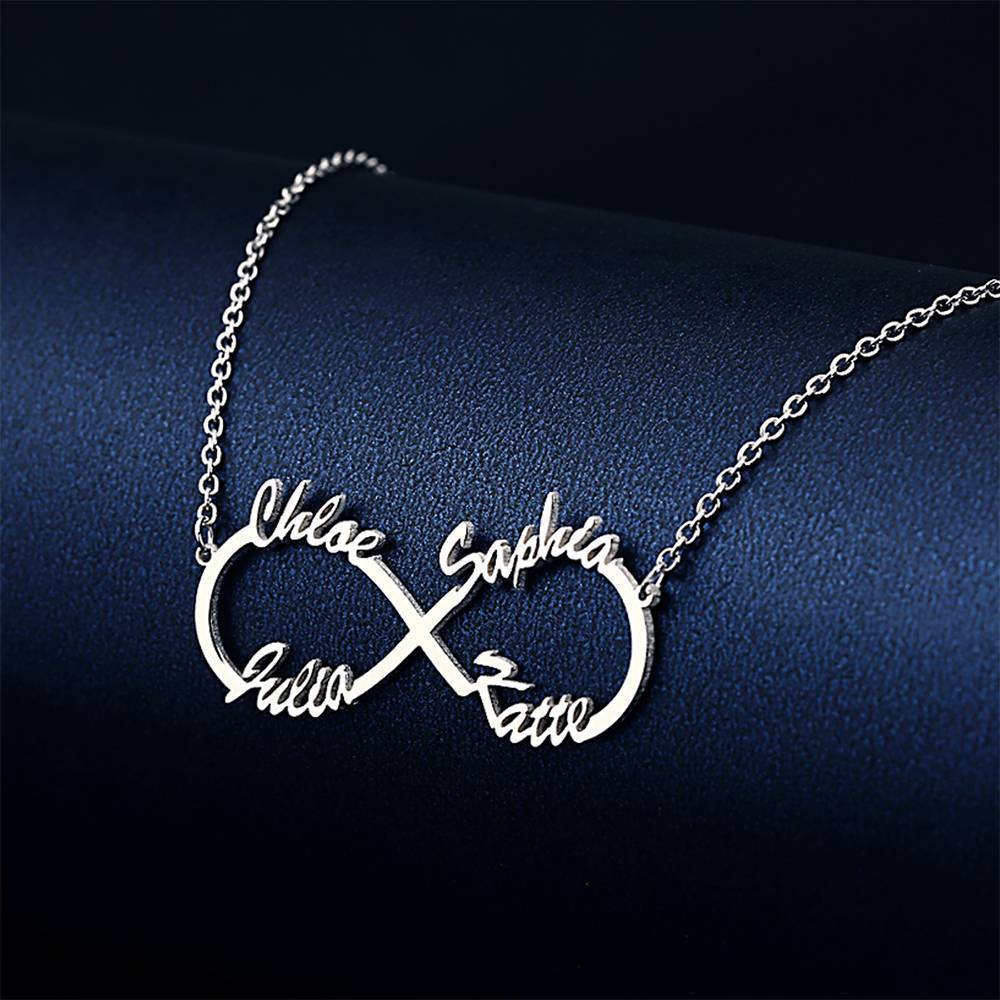 Name Necklace Infinity Four Names , Perfect Gift - 