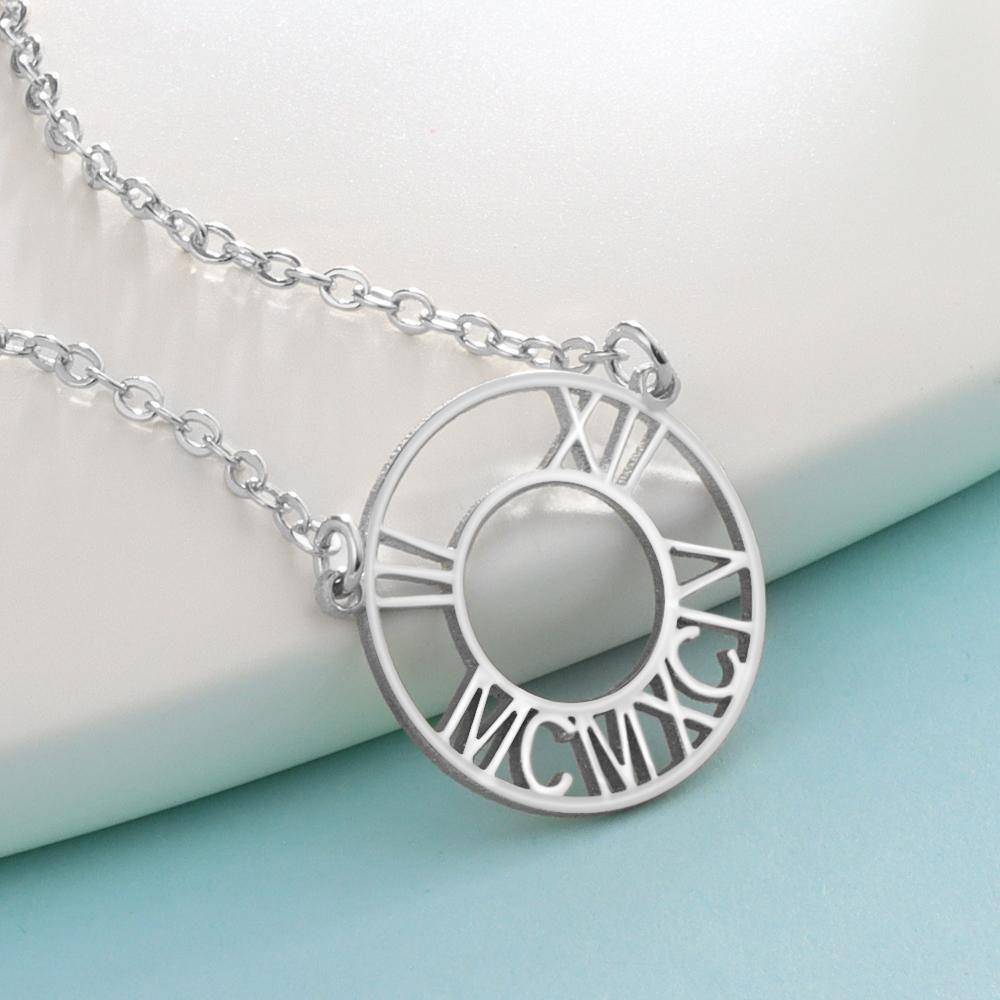 Roman Numeral Necklace Custom Date Necklace Memorial Gifts - 
