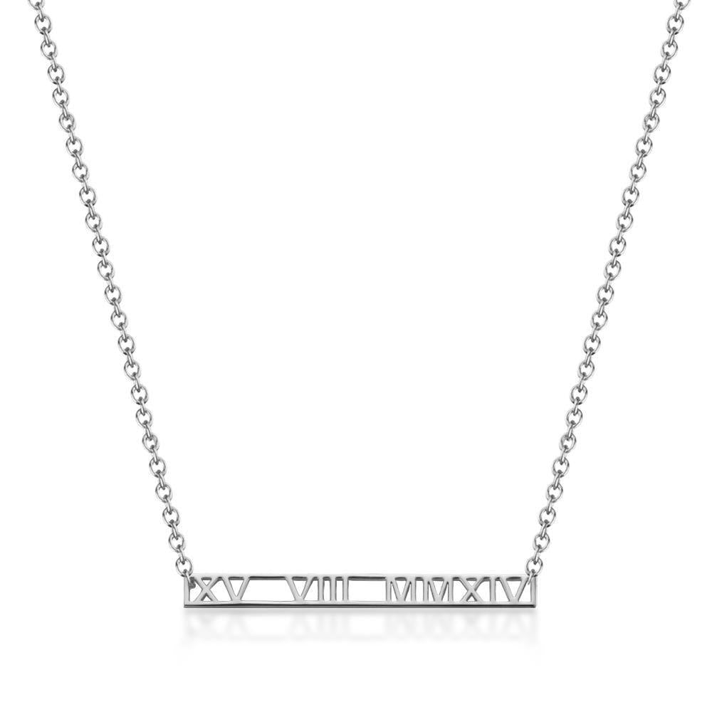 Roman Numeral Necklace Custom Date Bar Necklace Unique Gifts - 