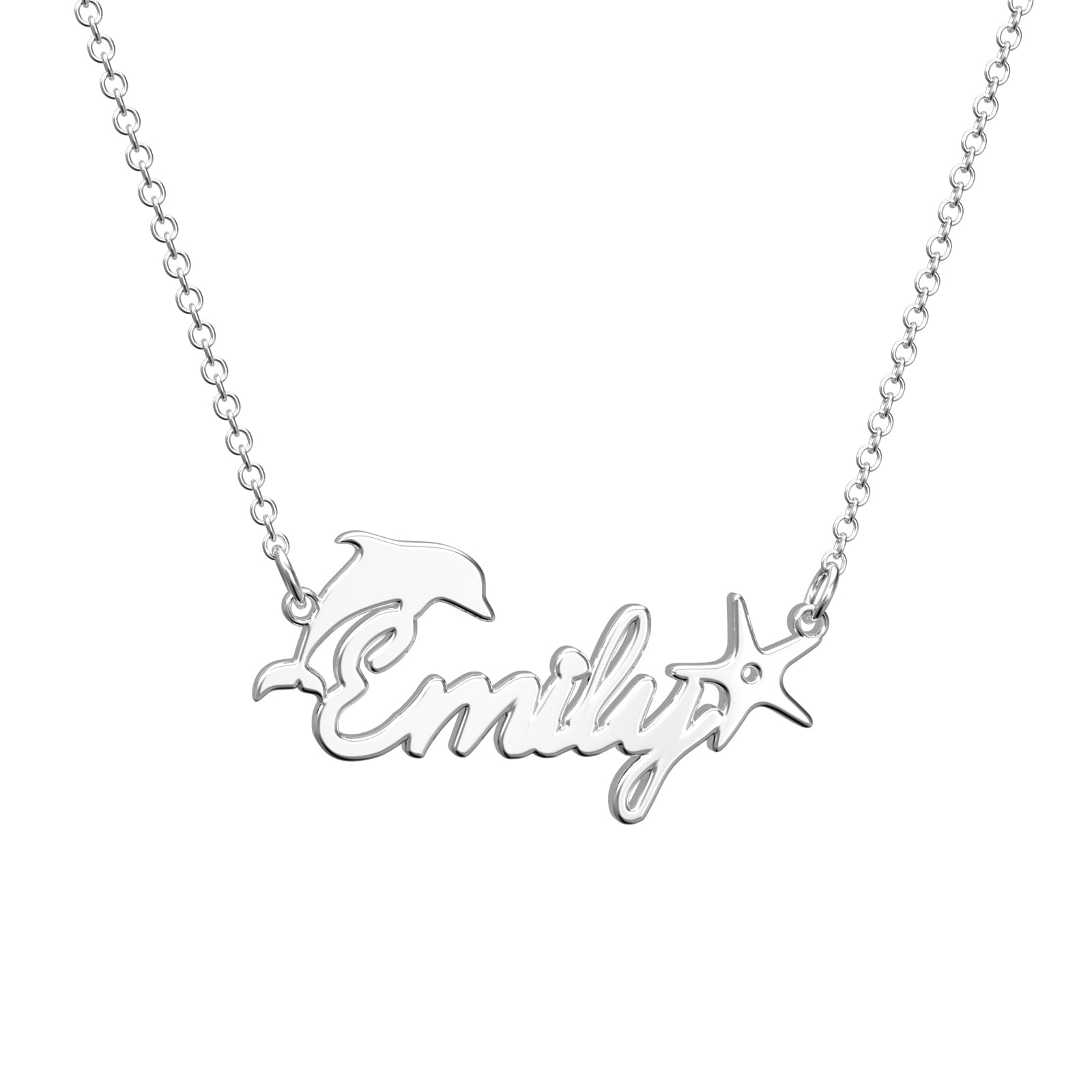 Custom Name Nacklace Dolphin and Star Necklace Gift for Little Girl - 