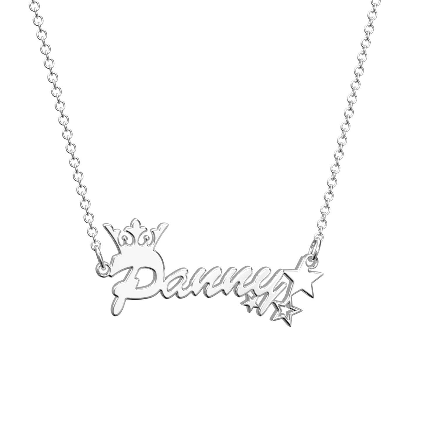 Custom Name Necklace Crown and Stars Necklace Shining Little Princess - 