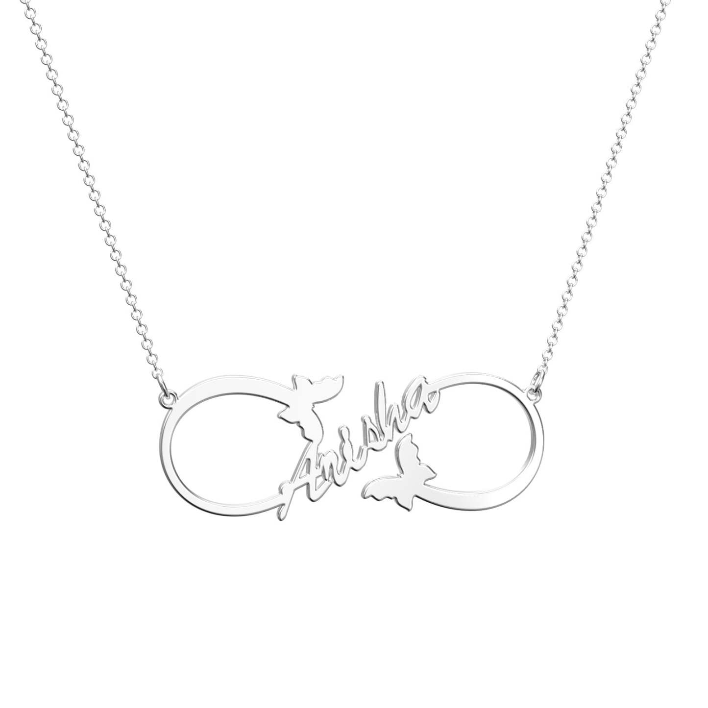 Infinity Name Necklace, Custom Butterfly Name Necklace Gift -