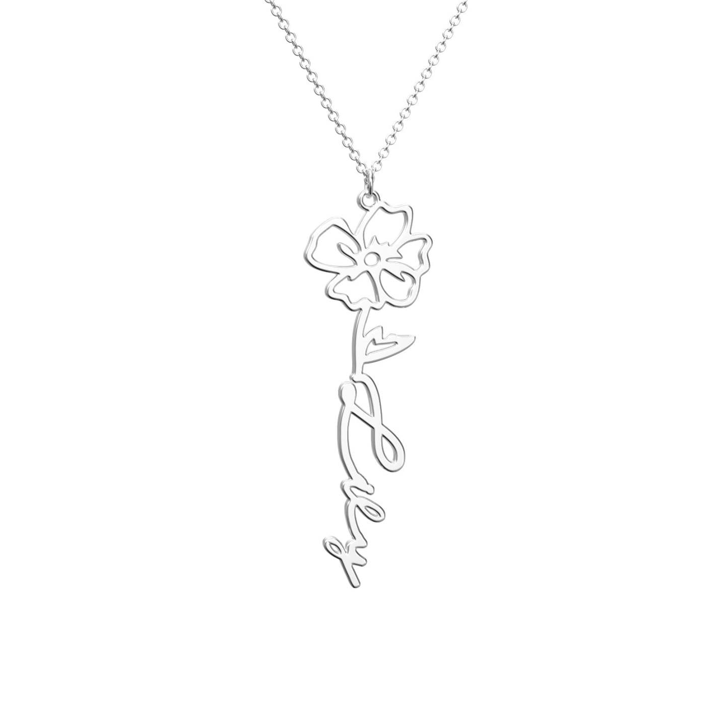Birthflower Name Necklace Gift, Custom Name Necklace, The Best Gift For You -